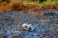 Aluminum cans burned by the fire.