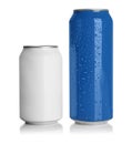 Aluminum cans with drinks on white background Royalty Free Stock Photo