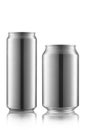 Aluminum cans for soft drinks or beer on white Royalty Free Stock Photo