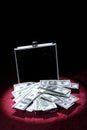 Aluminum case with money Royalty Free Stock Photo