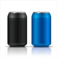 Aluminum drink can template blank packaging. Wet water or beer soda. Cola drink or juice isolated container