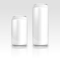 Aluminum energy drink soda beer cans 500 and 330 ml vector realistic template