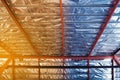 Aluminum foil tin ceiling under house roof Royalty Free Stock Photo