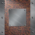 Aluminum frame and perforated metal with lava Royalty Free Stock Photo