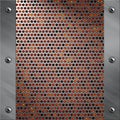 Aluminum frame and perforated metal with lava Royalty Free Stock Photo