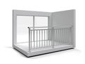 Aluminum frameless glass balustrade isolated. 3d rendering