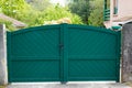 Aluminum green classical design metal gate of suburb house steel door