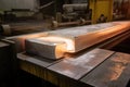 aluminum ingot being rolled into its final shape by a mill