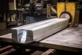 aluminum ingot being rolled into its final shape by a mill