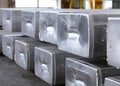 Aluminum ingots stacked Royalty Free Stock Photo