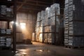 aluminum ingots stacked in warehouse Royalty Free Stock Photo