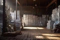 aluminum ingots stacked in warehouse Royalty Free Stock Photo