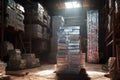 aluminum ingots stacked in a warehouse Royalty Free Stock Photo