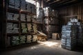 aluminum ingots stacked in warehouse Royalty Free Stock Photo