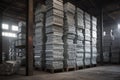 aluminum ingots stacked in a warehouse Royalty Free Stock Photo