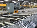 Aluminum lines on a conveyor belt