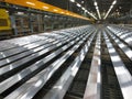 Aluminum lines on a conveyor belt