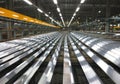 Aluminum lines on a conveyor belt