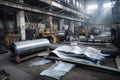 aluminum manufacturing process, with raw materials being transformed into finished products