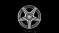 Aluminum metal wheel rim isolated on black background. 3D render