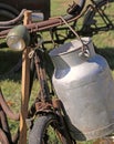 Aluminum Milk Canister used by farmers to carry cycling fresh mi Royalty Free Stock Photo