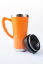 Aluminum orange mug Royalty Free Stock Photo