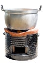Aluminum pot on traditional stove Royalty Free Stock Photo