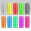 Aluminum realistic colored vector drink cans