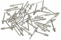 Aluminum rivets for mounting and fastening structural parts isolated on white background Royalty Free Stock Photo