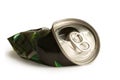 Aluminum soda and beer beverage can isolated on white background, metal can, recyclable product, environmental Royalty Free Stock Photo