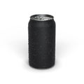 Aluminum soda can, matt black craft beer can isolated on white.