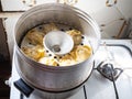 Aluminum steamer with cooking homemade manti