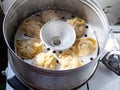 Aluminum steamer with cooking manti dumpling