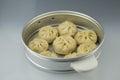 Aluminum steamer put delicious steamed stuffed bun