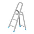 Aluminum step ladder in flat design on white background. Household metal ladder symbol