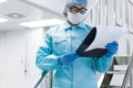 The operator checks the equipment for the production of sterile Royalty Free Stock Photo