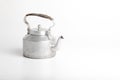 Aluminum tea kettle or tea pot on white background Royalty Free Stock Photo