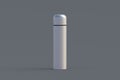 Aluminum thermos on gray background