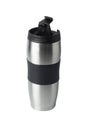 Aluminum thermos on a white background