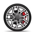 Aluminum wheel car tire disk break style racing on white background vector Royalty Free Stock Photo