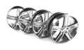 Aluminum wheel image 3D render high quality rendering. White picture figured alloy rim for car, tracks