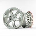 Aluminum wheel image. Picture figured alloy rim for car. Best used for Motor Show promotion.