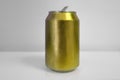 Aluminum Yellow Soda Can over White Background Royalty Free Stock Photo