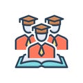 Color illustration icon for Alumni, old grad and postgraduate