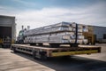 alumum ingot being transported by truck to manufacturing facility Royalty Free Stock Photo