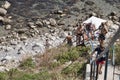 A steep descent down the stairs to the stony beach in Alupka, de