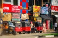 ALUTHGAMA, SRI LANKA - FEBRUARY 21, 2013. Tuk-tuks on the street of an Asian city. Traditional taxi in Sri Lanka