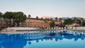 Kemer, Antalya, Turkey - July 08, 2021: Alva Donna World Palace, morning scene with beautiful swimming pool