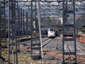 Alvia train of the Renfe company parked on the track of a station Royalty Free Stock Photo