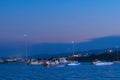 Alyki port in Paros island full of motor boats and fish boats.